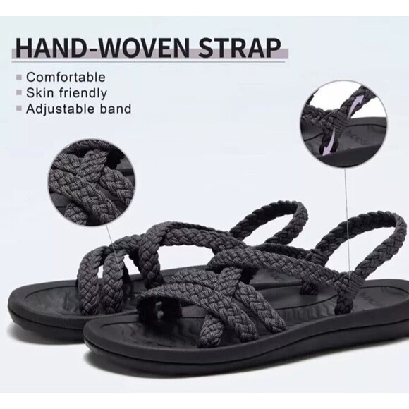 MEGNYA Comfort Sandals Planter Fasciitis Walking Arch Heel Support 11 / 42 Gray - Picture 4 of 13